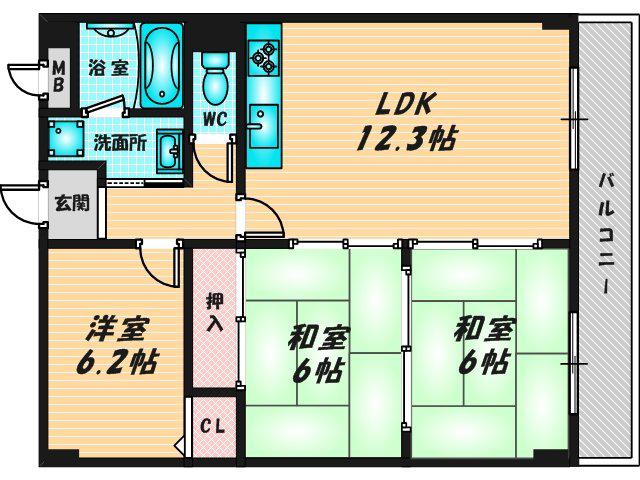 ソシア・グランドール(3LDK/4階)の間取り写真