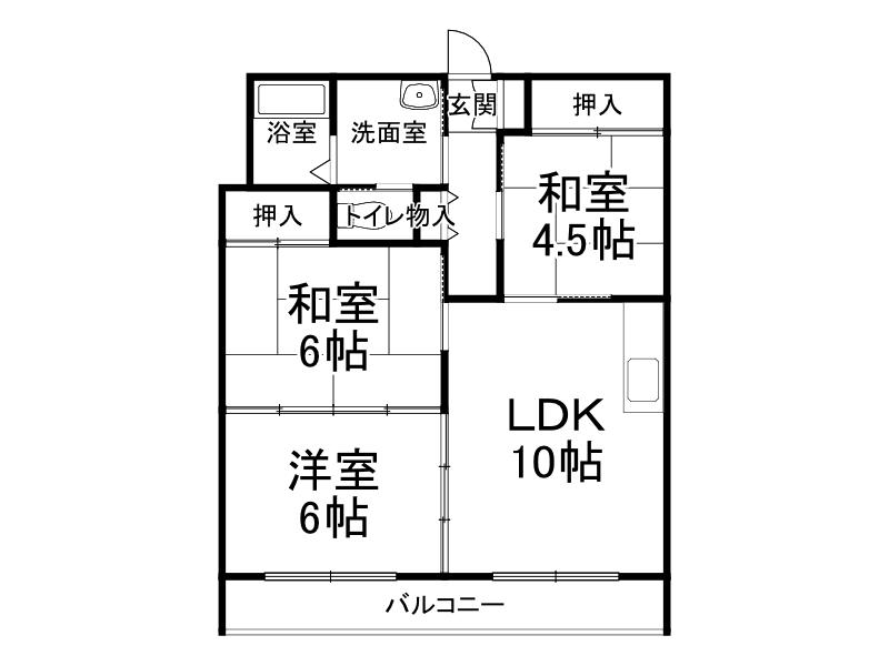 スカイハウス宮本(3LDK/2階)の間取り写真
