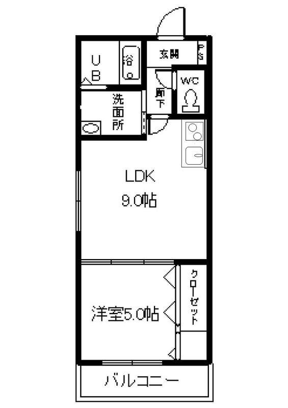 フジパレス寺田町II番館(1LDK/2階)の間取り写真