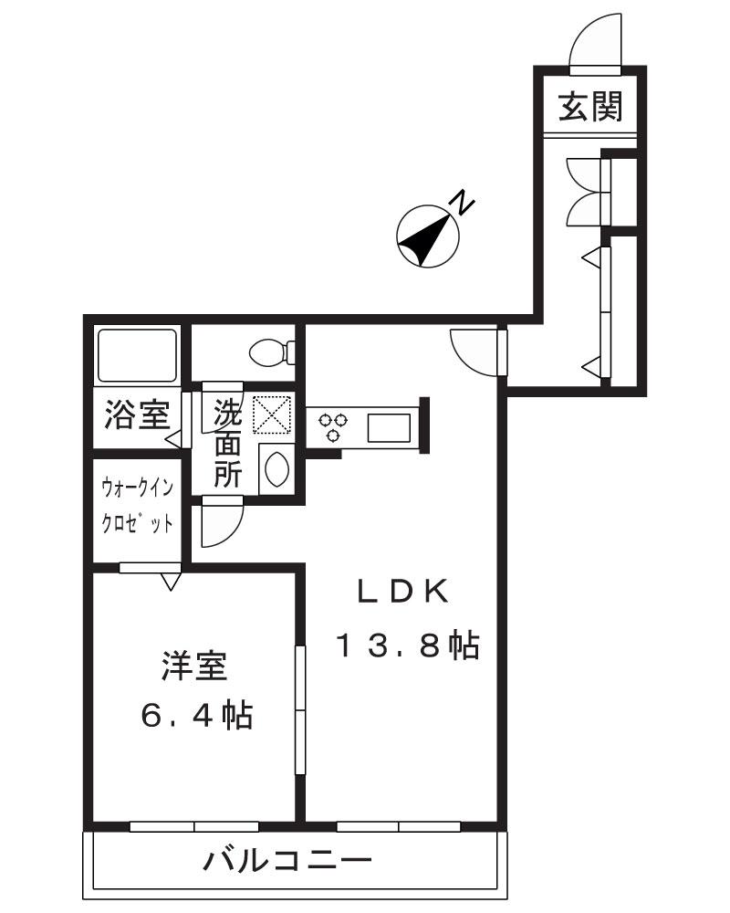 アリエッタ(1LDK/2階)の間取り写真