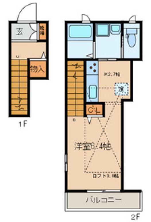 メゾンHANA赤堤II(1K/2階)の間取り写真