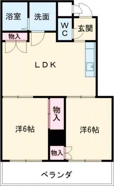 豊川支店マンション(2LDK/3階)の間取り写真