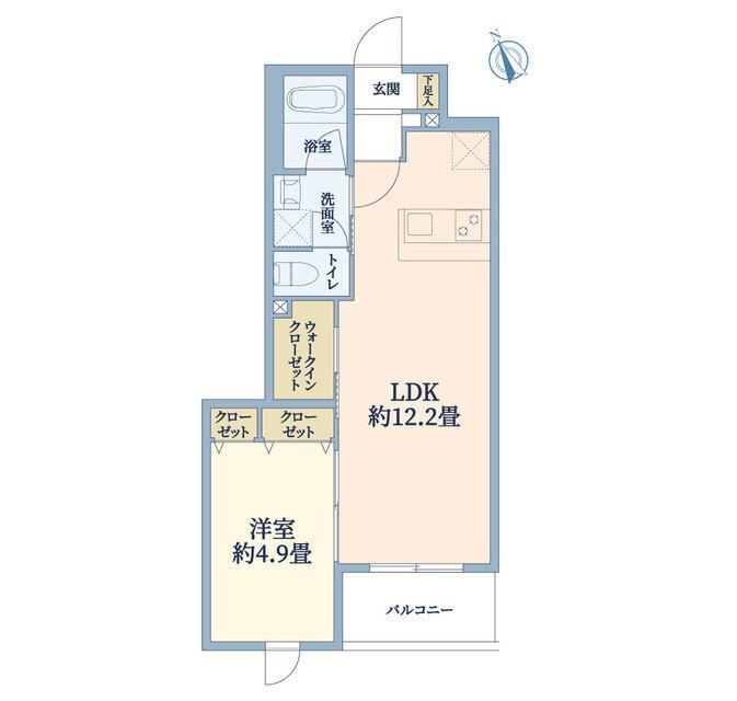 ウェルスクエア万代東(1LDK/2階)の間取り写真