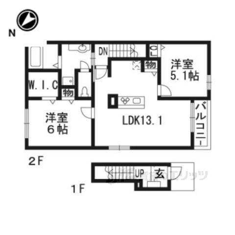 アクアブリーゼⅠ(2LDK/2階)の間取り写真