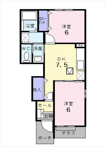 パ-クサイド・静(2DK/1階)の間取り写真