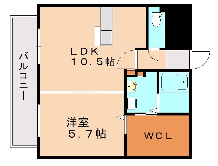 サンシャインタワー陣原(1LDK/3階)の間取り写真