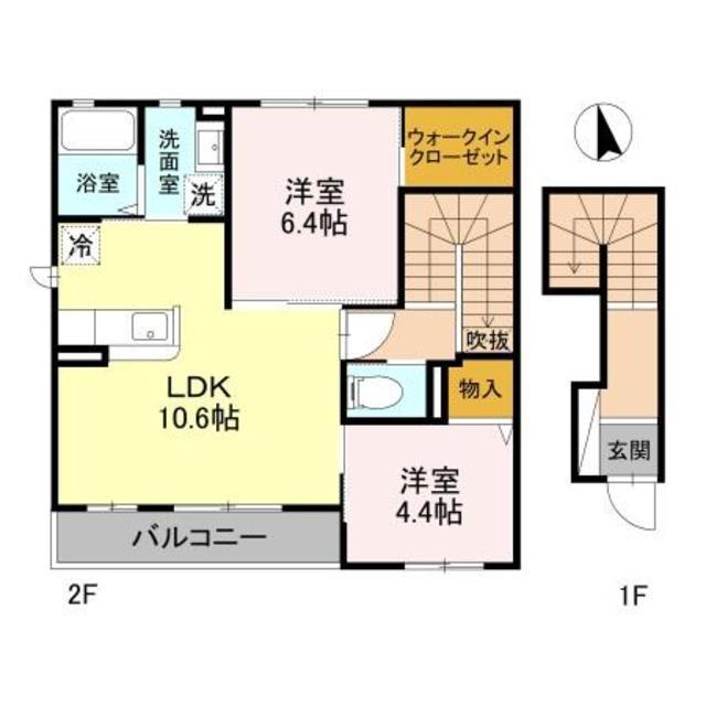 アート・ソレイユ B棟(2LDK/2階)の間取り写真