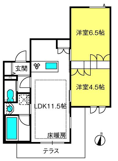 ルミエールテラス(2LDK/1階)の間取り写真