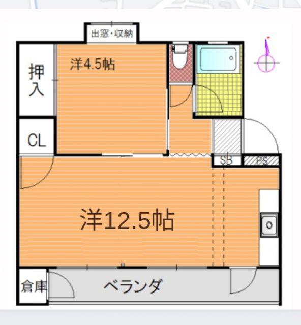長岡コーポ(1LDK/2階)の間取り写真