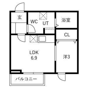 クレール貝ヶ森(1LDK/1階)の間取り写真