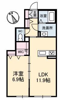 ラガーハウス茶屋町(1LDK/1階)の間取り写真