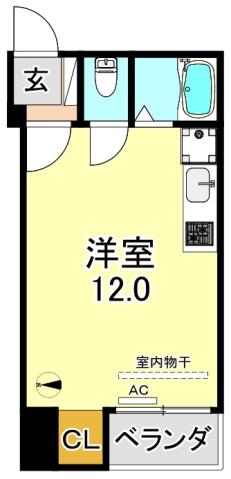 ハピネス平野(ワンルーム/3階)の間取り写真