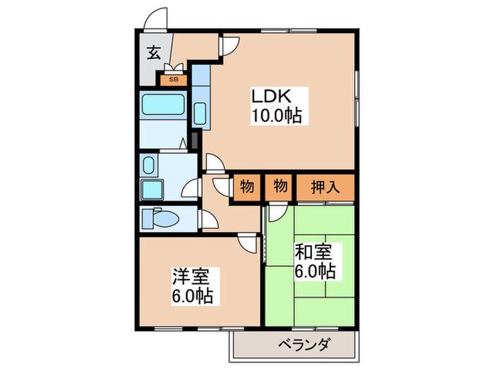 メゾン信貴(2LDK/2階)の間取り写真