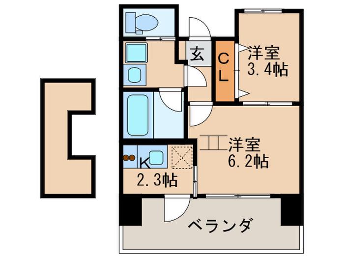 REGALO空港通(2K/10階)の間取り写真