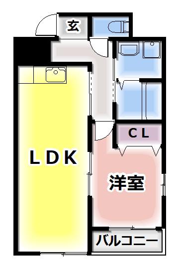 フルー リール(1LDK/1階)の間取り写真
