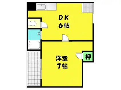 武田第3マンション(1DK/2階)の間取り写真