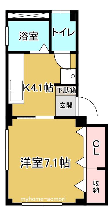 ハイツ青和(1K/3階)の間取り写真