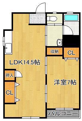 大喜ビル(1LDK/3階)の間取り写真