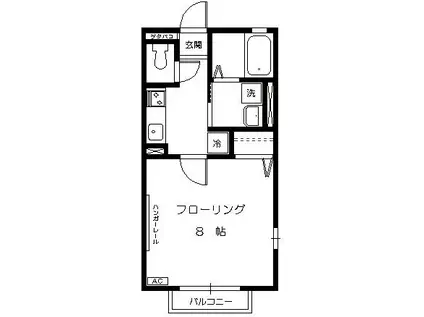 パークハイム(1K/2階)の間取り写真