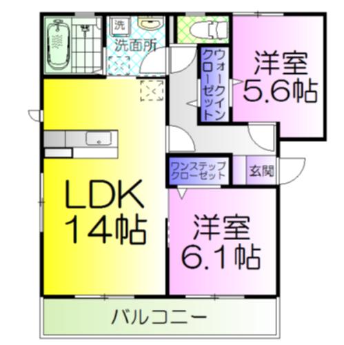 フルーレ・咲(2LDK/2階)の間取り写真