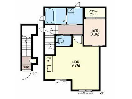 シャーメゾンラフィネ 201(1LDK/2階)の間取り写真