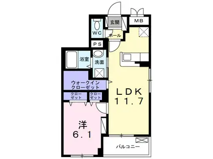 富士見4丁目マンション(1LDK/4階)の間取り写真