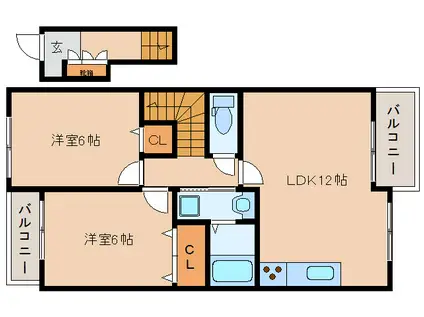 メゾン山の音(2LDK/2階)の間取り写真