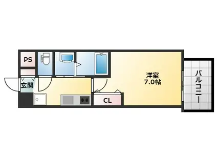 LUXE布施東(1K/1階)の間取り写真