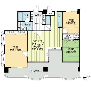 ライオンズマンションMAXIM櫛原(3LDK/8階)の間取り写真