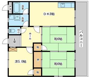 辻井レジデンス(3DK/3階)の間取り写真