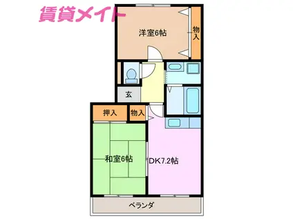 ファミーユ小杉(2DK/3階)の間取り写真