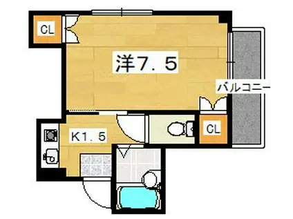 KHハイツ(1K/2階)の間取り写真