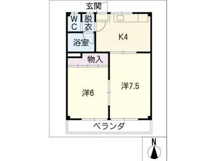 ベルメゾンSHIMA(2K/3階)の間取り写真