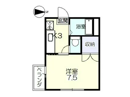 Kプレイス(1K/3階)の間取り写真