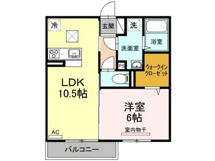 スカイ・リカーナ B(1LDK/1階)の間取り写真