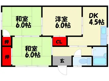 コーポ小川(3DK/2階)の間取り写真
