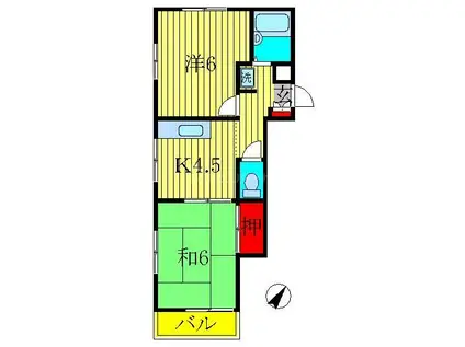 メゾンヤマリ(2K/2階)の間取り写真