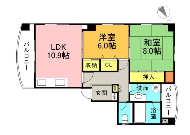 第3中野ビル(2LDK/4階)の間取り写真