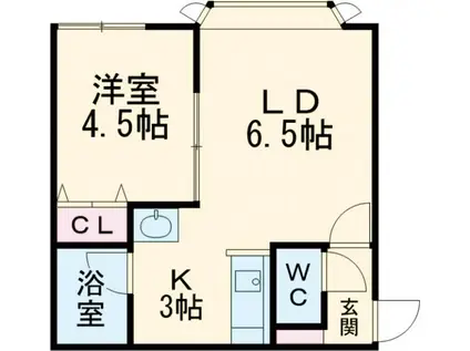 プレキャトランII(1DK/1階)の間取り写真