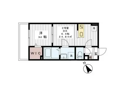 ピース幕張本郷(1DK/1階)の間取り写真