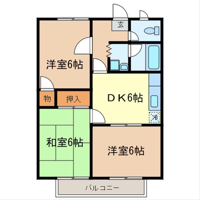 第2ジュネス黒田(3DK/2階)の間取り写真