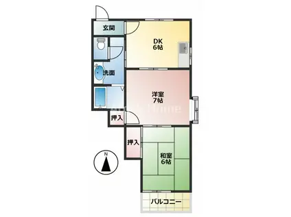 ヴィラ八神(2DK/2階)の間取り写真