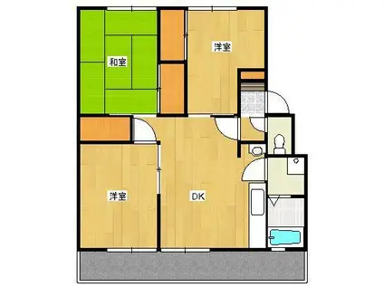 クロノス17大分八幡A棟(3LDK/2階)の間取り写真