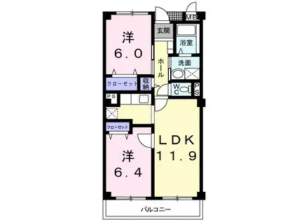 ホリゾーンアウローラ(2LDK/2階)の間取り写真
