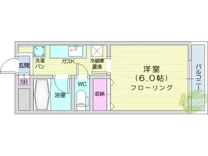 AIN DAINOHARA(1K/2階)の間取り写真