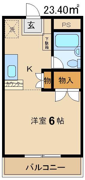 グンケン第二コーポ(1K/2階)の間取り写真
