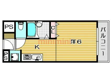 シャトー黒田(ワンルーム/3階)の間取り写真