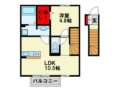 サンハイム チサ(1LDK/2階)の間取り写真