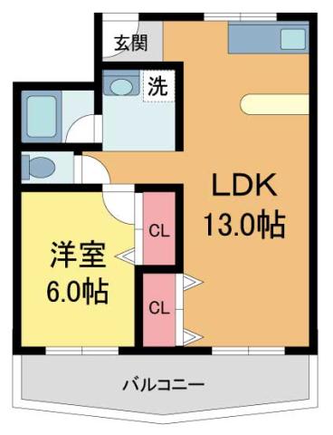 サウス宝塚(1LDK/5階)の間取り写真