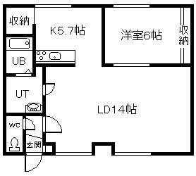 JR函館本線 旭川駅 徒歩29分 2階建 築44年(1LDK/1階)の間取り写真